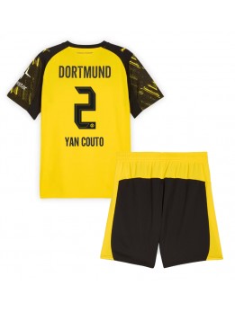Borussia Dortmund Yan Couto #2 Replika Hemmakläder Barn 2025-26 Kortärmad (+ byxor)
